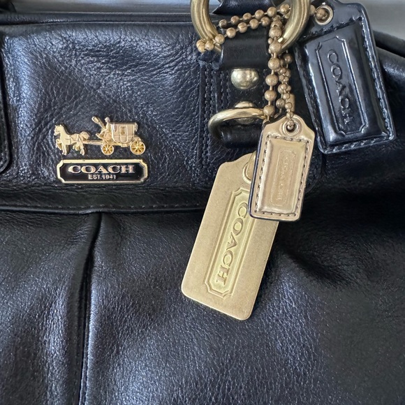 Coach Vintage Black Leather Tote Bag Retro